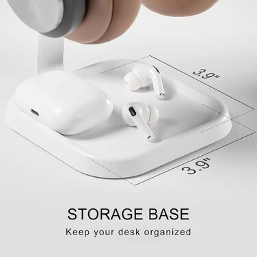 Підставка для навушників з поличкою, важка база, біла, для AirPods Max, Beats, Bose, Sennheiser, Sony, для геймерів