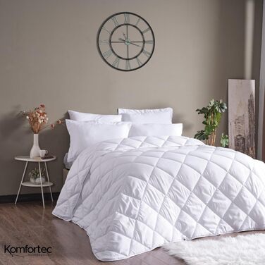 Зимова ковдра Komfortec 135x200 см, тепла гіпоалергенна ковдра для зими, щільність 440 г/м², біла