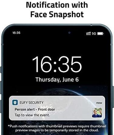 Відеодомофон eufy Security 2K HD, бездротова відеокамера з дзвінком, акумуляторна, з AI-розпізнаванням людей, двосторонній аудіозв'язок, легкий монтаж