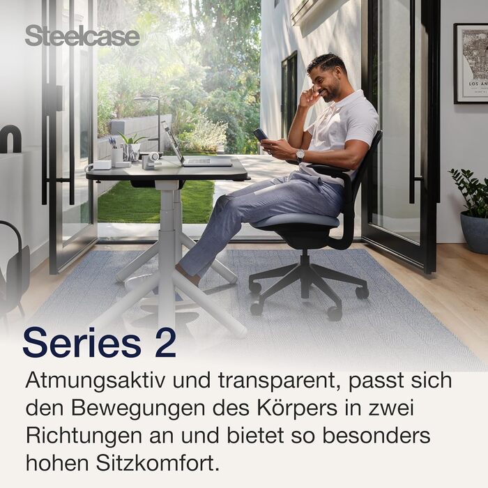 Ергономічне крісло Steelcase Series 2 з підтримкою спини LiveBack, 4D підлокітники, регульована підголівник, Трюфель (Чорний Онікс, Сучасний)