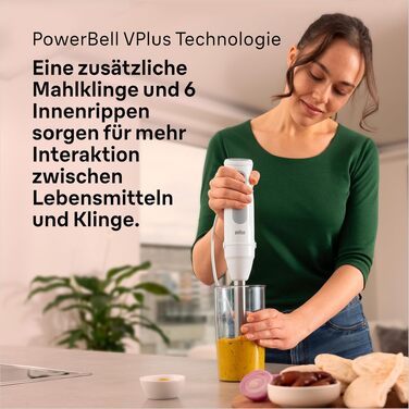 Блендер занурювальний Braun MultiQuick 5 MQ 50236 (білий, 2024) - 1000 Вт, 21 швидкість, нержавіюча сталь, насадки, SplashControl