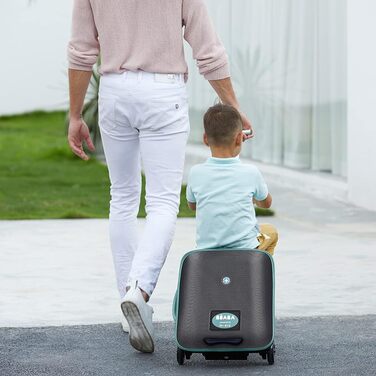 Дитяча валіза-самокат BÉABA & Micro Mobility Luggage Eazy, 2-в-1, з сидінням, для дітей від 4 років, розширювана, 22 л, багато відділень, синя