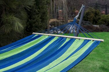 Гамак з підставкою Potenza Outdoor для 2 осіб XXL (220x160 см), витримує до 200 кг, стійкий до погодних умов, колір зелено-блакитний, стійка графіт