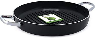 GreenPan Essentials сковорода-гриль (28 см), керамічне антипригарне покриття, без PFAS, для індукційних плит, придатна для миття в посудомийній машині, чорна