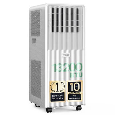 Мобільний кондиціонер 9000 BTU з відвідною трубою R290 для кімнат до 33м²/90м³ з таймером, матовий білий