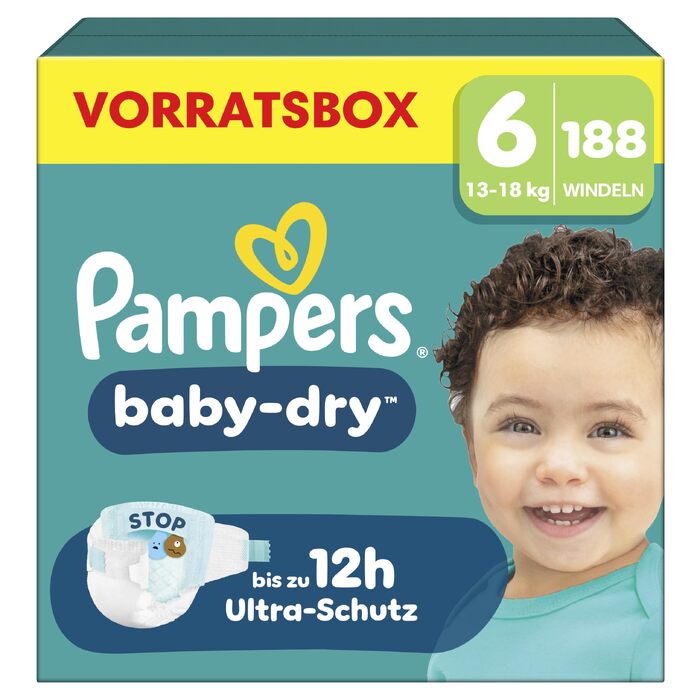 Підгузки Pampers Baby-Dry розмір 8 (17 кг+), пачка 120 шт, на застібках