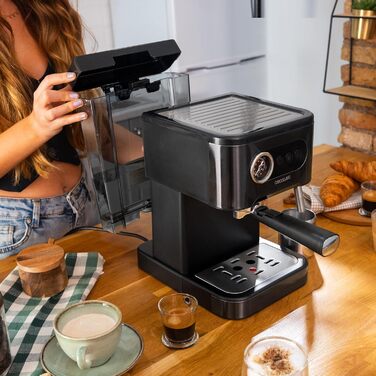 Еспресо-машина Cecotec Power Espresso 20 Pro Latte: 20 Bar, дисплей, 1,5L резервуар, 550ml контейнер для молока, підігрів чашок