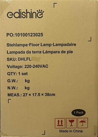 Торшер EDISHINE LED для вітальні, димований, E27, лампа для читання з лляним абажуром і пультом, підлоговий світильник з 3 режимами кольору, вінтажний для спальні, чорний