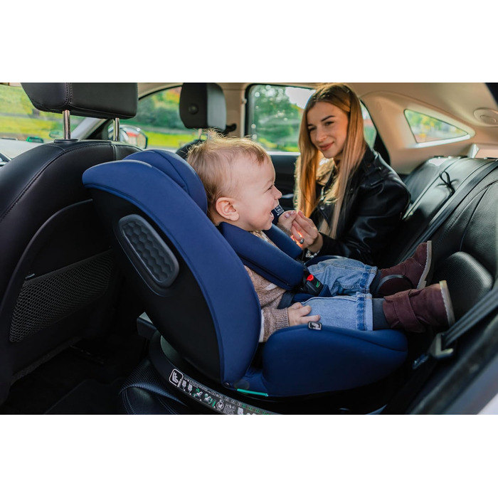 Дитяче автокрісло ENZO-FIX 360° Isofix з ніжкою стабілізації, I-Size, додатковий бічний захист, темно-зелене