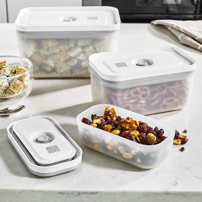 Контейнер для вакуумного зберігання ZWILLING Fresh & Save, набір 3 шт, пластик, білий, S/M/L, 19x5 см