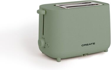 Тостер CREATE TOAST STUDIO Salbeigrün - 6 режимів, піддон для крихт, термостат, розморожування, підігрів, 2 широкі слоти, 750W