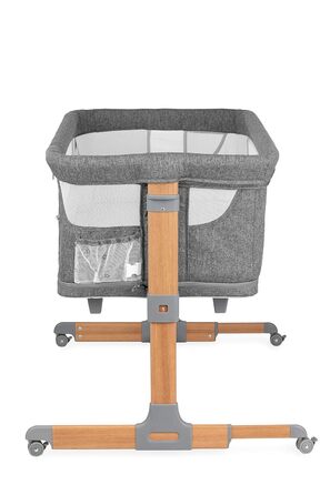 Дитяче ліжечко-приставка Momi SMART 4-в-1 з матрацом, регульоване по висоті, до 15 кг, сіре
