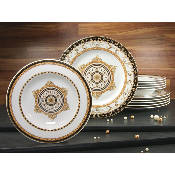 Сервіз столовий Creatable Majestosa, 12 предметів, порцеляна, чорний, багатобарвний, 31x30x24 см