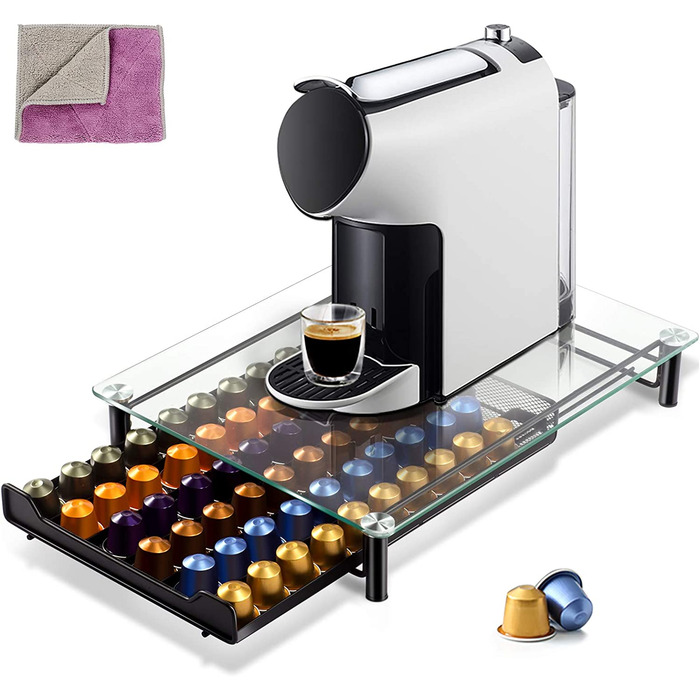 MASTERTOP підставка для кавових капсул, 2-рівнева органайзер на 72 капсули Dolce Gusto, тримач-стійка з нековзною поверхнею, чорна шухляда для зберігання капсул
