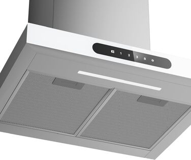 Витяжка для кухні CIARRA CBCS6102 60см, біла: продуктивність 650м³/год, клас A+++, сенсорне керування, з вугільним фільтром CBCF003, режим рециркуляції та відведення