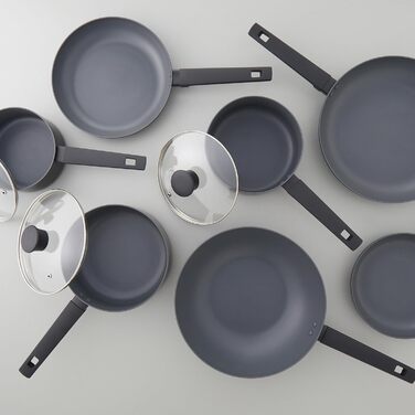 Набір сковорідок Russell Hobbs COMBO-8694 Shield 3 шт. (20/24/28 см) з антипригарним покриттям для індукції, стійкий до металевого посуду, 5 років гарантії, чорний