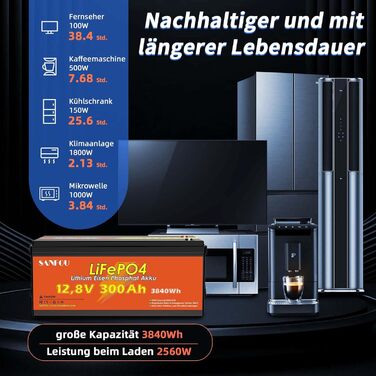 LiFePO4 акумулятор 12V 200Ah 2560Wh з BMS 100A, літієва батарея Deep Cycle для кемпінгу та автобудинків, підтримка 4S4P