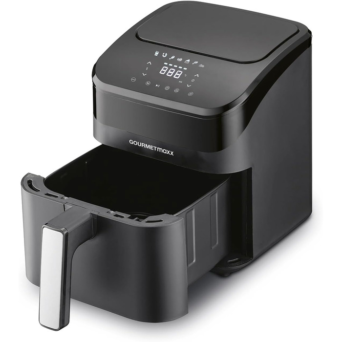 GOURMETmaxx цифрова аерофритюрниця 4 л, 1400 Вт, з таймером і сенсорним екраном, багато програм, економія енергії, мінімум олії, чорна