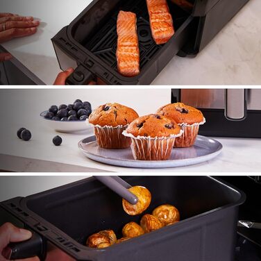 Аерофритюрниця з двома чашами Kenwood kHealthy Fry HFM20.000MB, 8л (2x4л), 8 програм, Dual Cook & Sync Finish, сенсорний дисплей, антипригарне покриття