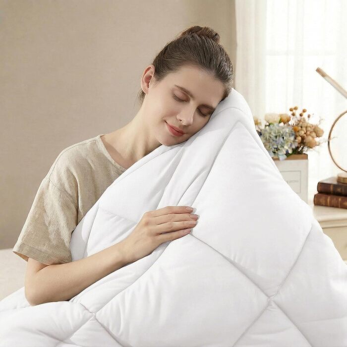 Комплект всесезонних ковдр WAVVE 200x220 см, 2 частини (літня 150 г/м² та цілорічна 300 г/м²), зимова ковдра 450 г/м², мікрофібра, біла