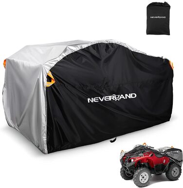 Чохол для квадроцикла Neverland XXXL 256x110x120 см, водонепроникний, всесезонний, для вулиці та приміщення, сніго- та пилозахист, з вітрозахисною застібкою, чорний/сріблястий/помаранчевий