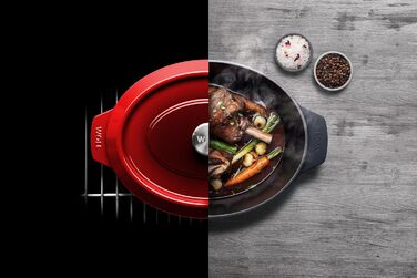 Чавунна жаровня Woll з кришкою та силіконовими ручками, 34x26 см, 7,5 л, для всіх типів плит, індукційна, духовка до 250°C, червона