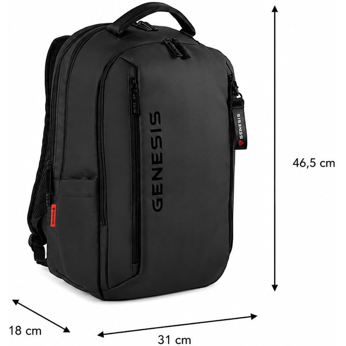 Рюкзак для ноутбука Genesis Pallad 550, 17.3 дюймів, 24 л, 19 кишень, чорний