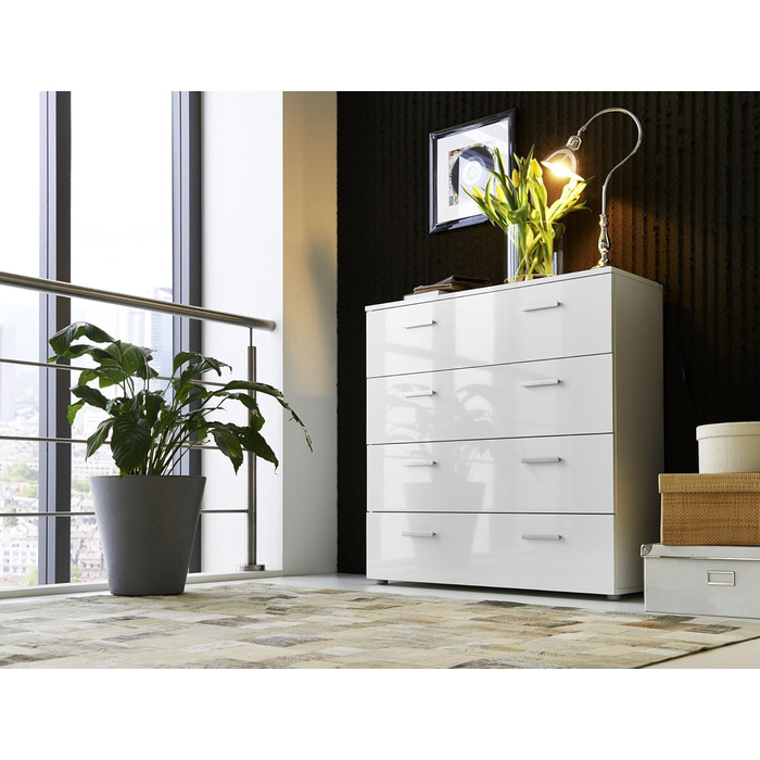 Комод BMG Marbella 3 з шухлядами, білий глянець, 91x88x32 см