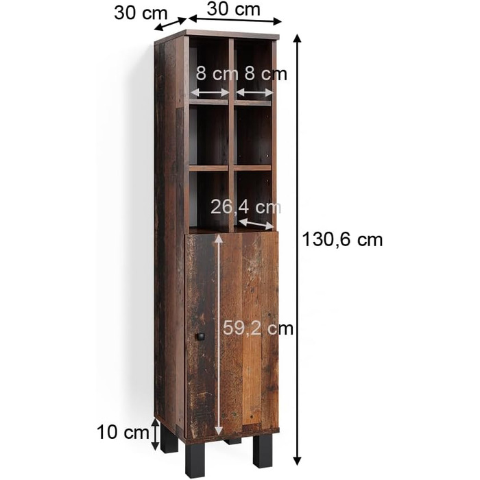 Пенал Vicco Fynn, дуб рустикальний, дверцята 30x130.6 см
