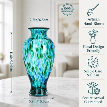 Ваза MuranoGlas Mevs, 30 см, блакитна, для квітів, декор столу, весілля, однотонна