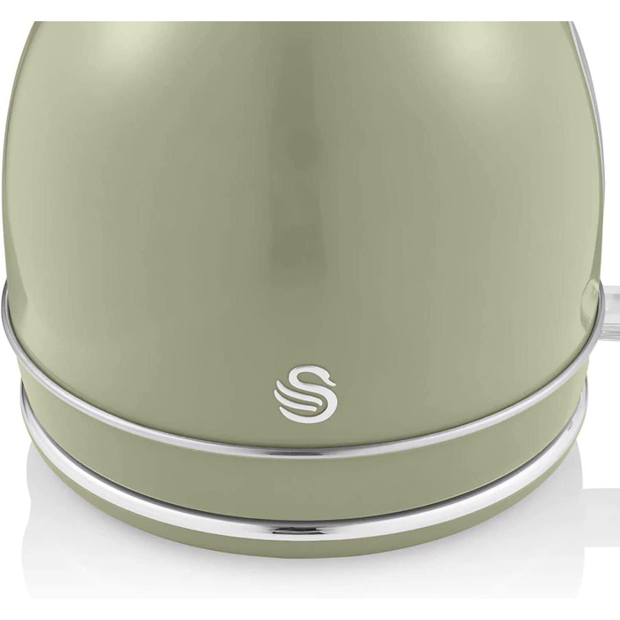 Електрочайник Swan Retro 1,8 л, вінтажний дизайн, 3000 Вт, автоматичне відключення, Strix контролер, бездротовий, BPA-free нержавійка, зелений
