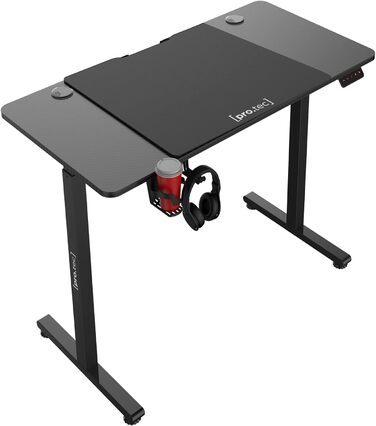 Електричний регульований стіл pro.tec Stryn 120x60 см, геймерський, з пам'яттю висоти, чорний
