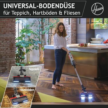 Бездротовий пилосос Hoover HF9 HOME з акумулятором, до 120 м², потужний, без мішка, антизаплутуюча насадка з LED-підсвіткою для всіх типів підлог