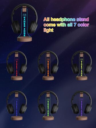 Підставка для навушників YuanDian Gamer Zone з підсвіткою RGB, дерев'яний тримач для геймерських навушників, 16 кольорів для декору ігрової кімнати, подарунок геймеру