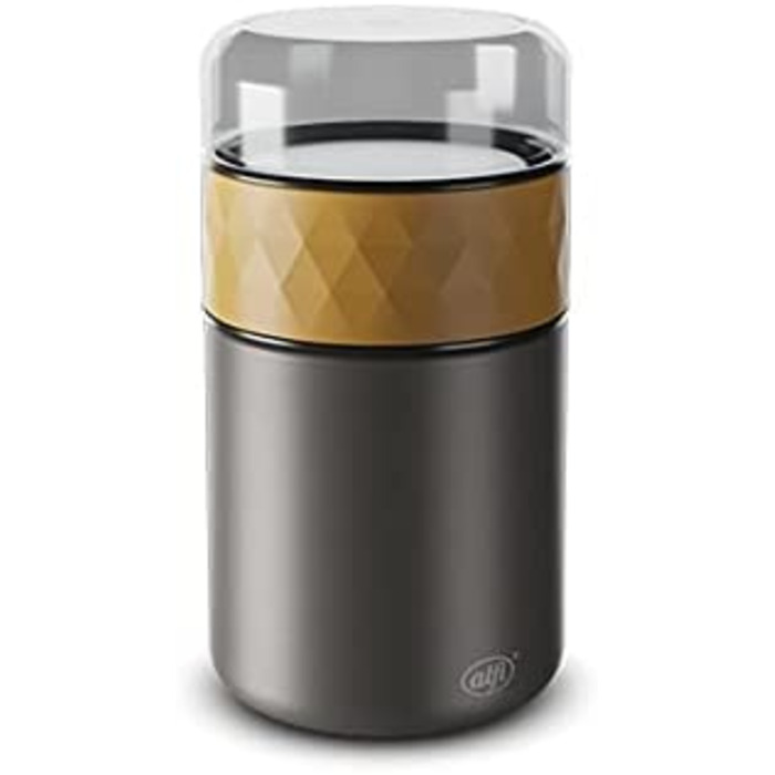 Термос для їжі alfi ENDLESS FOOD MUG 500 мл, гірчичний, нержавіюча сталь, з додатковим контейнером для перекусу, 3-в-1, ізольований, герметичний, тримає тепло до 5 годин, холод до 10 годин, можна мити в посудомийній машині, BPA-free