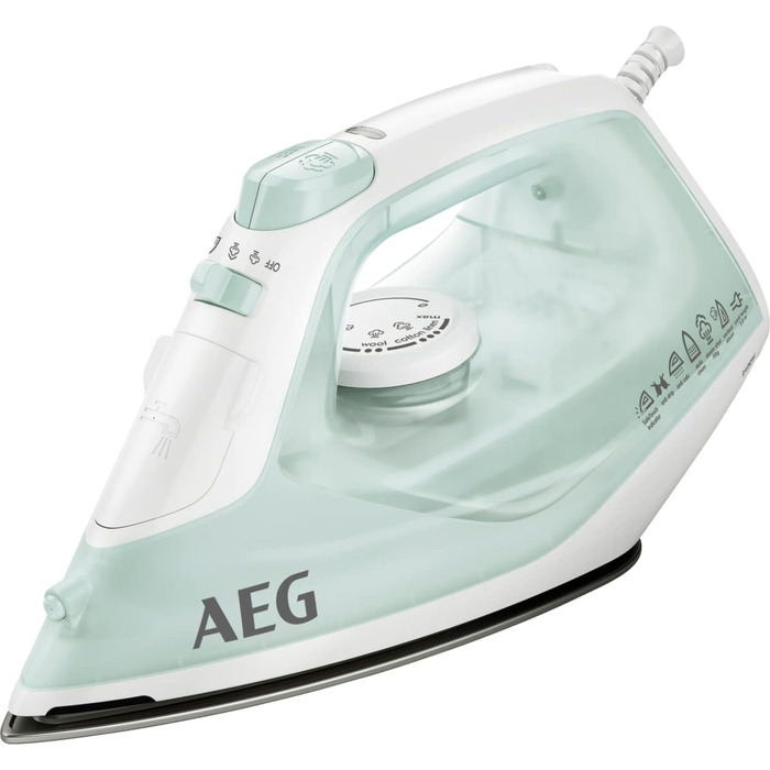 Праска AEG DB 1740LG, 2400 Вт, 110 г/хв паровий удар, керамічна підошва, резервуар 250 мл, антинакип, серія 3000, світло-зелена/біла