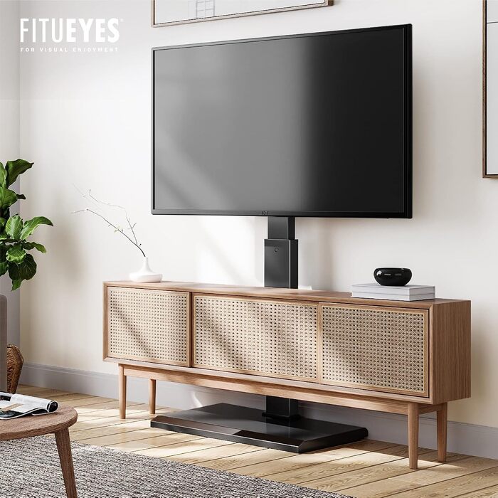 Підлоговий стійка-тримач для телевізора FITUEYES, регульована по висоті та поворотна, для ТВ 32-75 дюймів (до 40 кг), VESA 400x600 мм, залізна основа