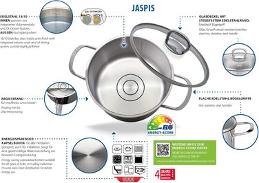 Набір каструль ELO Jaspis з нержавіючої сталі 5 предметів з дозатором олії та скляними кришками – індукційний набір посуду преміум якості
