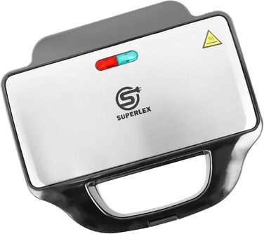 Сендвічниця SUPERLEX XL 900 Вт для 2 сендвічів з антипригарним покриттям, подвійне випікання, BPA-free, тостер для сендвічів