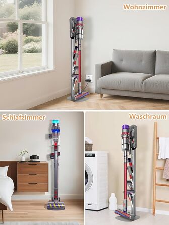 Металевий стійка-тримач для пилососа JUPELI, сумісна з Dyson V16, Gen5, V15, V12, V11, V10, V8, V7, V6 — підставка для зберігання пилососа та аксесуарів, без свердління (Сріблястий)