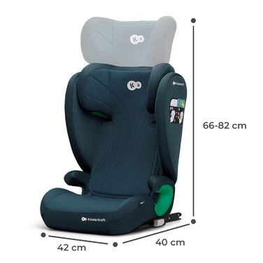 Дитяче автокрісло Kinderkraft JUNIOR FIX2 I-SIZE 15-36 кг, Isofix, регульована спинка і підголівник, безпечне, легке, для дітей 100-150 см, синє