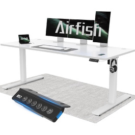 Airfish електричний стіл 160x70 см, регулювання висоти, USB, пам'ять, білий