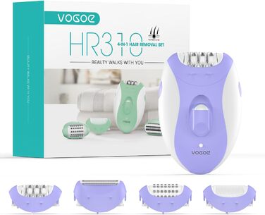 Епілятор VOGOE 4-в-1 для жінок, електричний бездротовий, 21 пінцет, для обличчя, ніг, рук, бікіні, модель HR310, ліловий