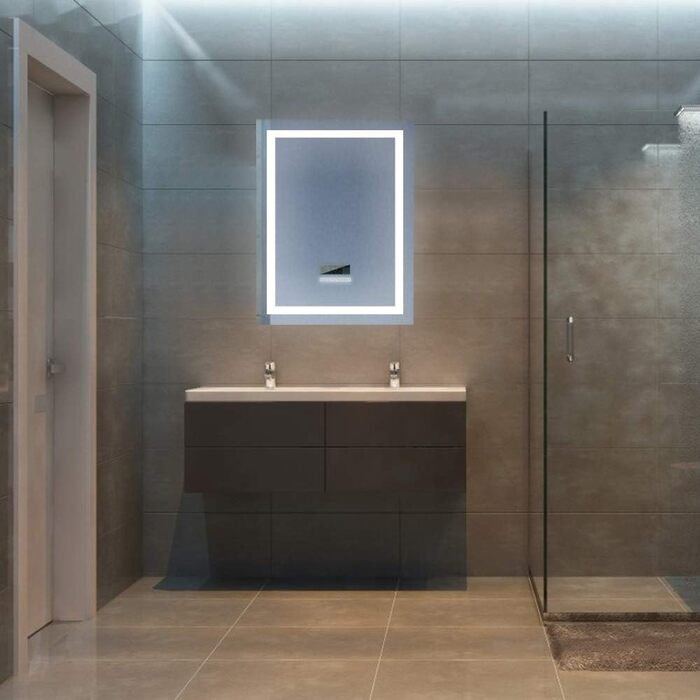 Дзеркало для ванної кімнати Kedia LED з підсвічуванням, 100x60 см, білий колір, Bluetooth, проти запотівання
