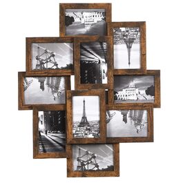 Фоторамка SONGMICS на 10 фото 10x15 см, дерев'яна (MDF), вінтажний коричневий RPF20WT