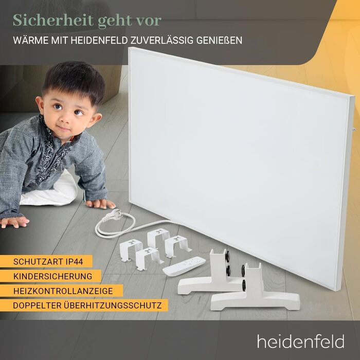 Інфрачервовий обігрівач Heidenfeld HF-HP140 | 300 Вт | 10 м² | 3-в-1: Керування через додаток, пульт, сенсорна панель | Модель HF-HP140
