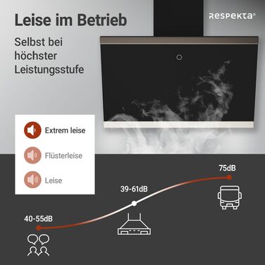Похила витяжка Respekta CH89060S 60 см, чорне скло та нержавіюча сталь, режим відведення та рециркуляції повітря, клас A++, Generation 2