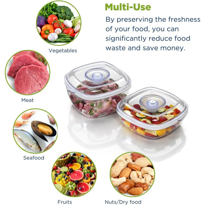 Вакуумний контейнер для продуктів Laica Vacuum Foods, прозорий, набір 1 л та 2 л