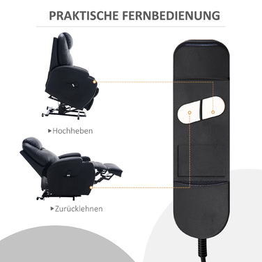 HOMCOM Recliner, реклайнер для телевізора з допоміжним пристроєм, з сумкою для зберігання, регульований кут, пульт дистанційного керування, 84 x 92 x 109 см, чорний