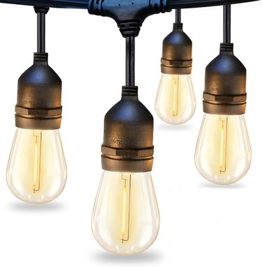 LED гірлянда 15м для дому та саду з цоколем E27, IP65, 2700K, тепле світло